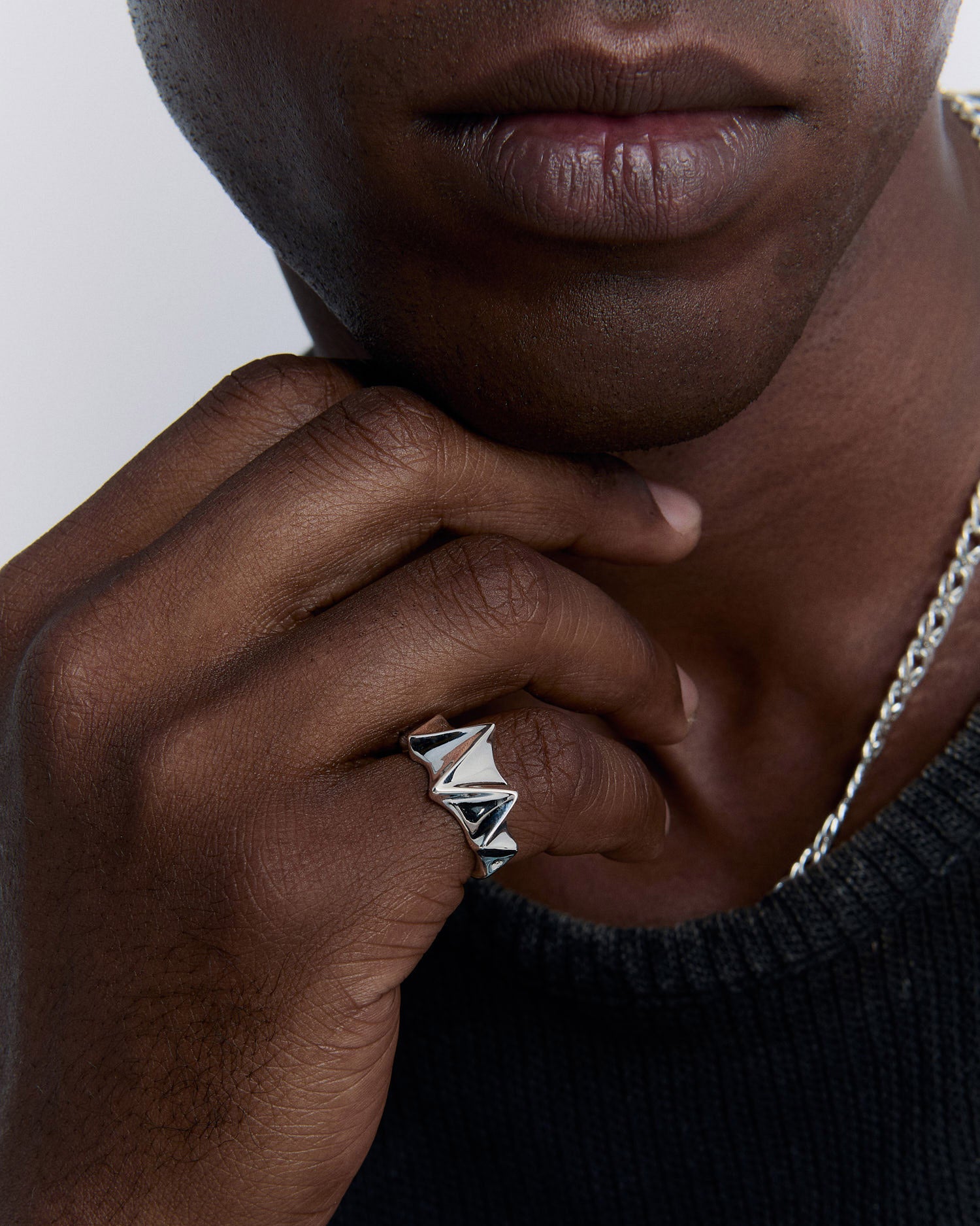 Unique Geometric Wedding Band - 925k Sterling Silver