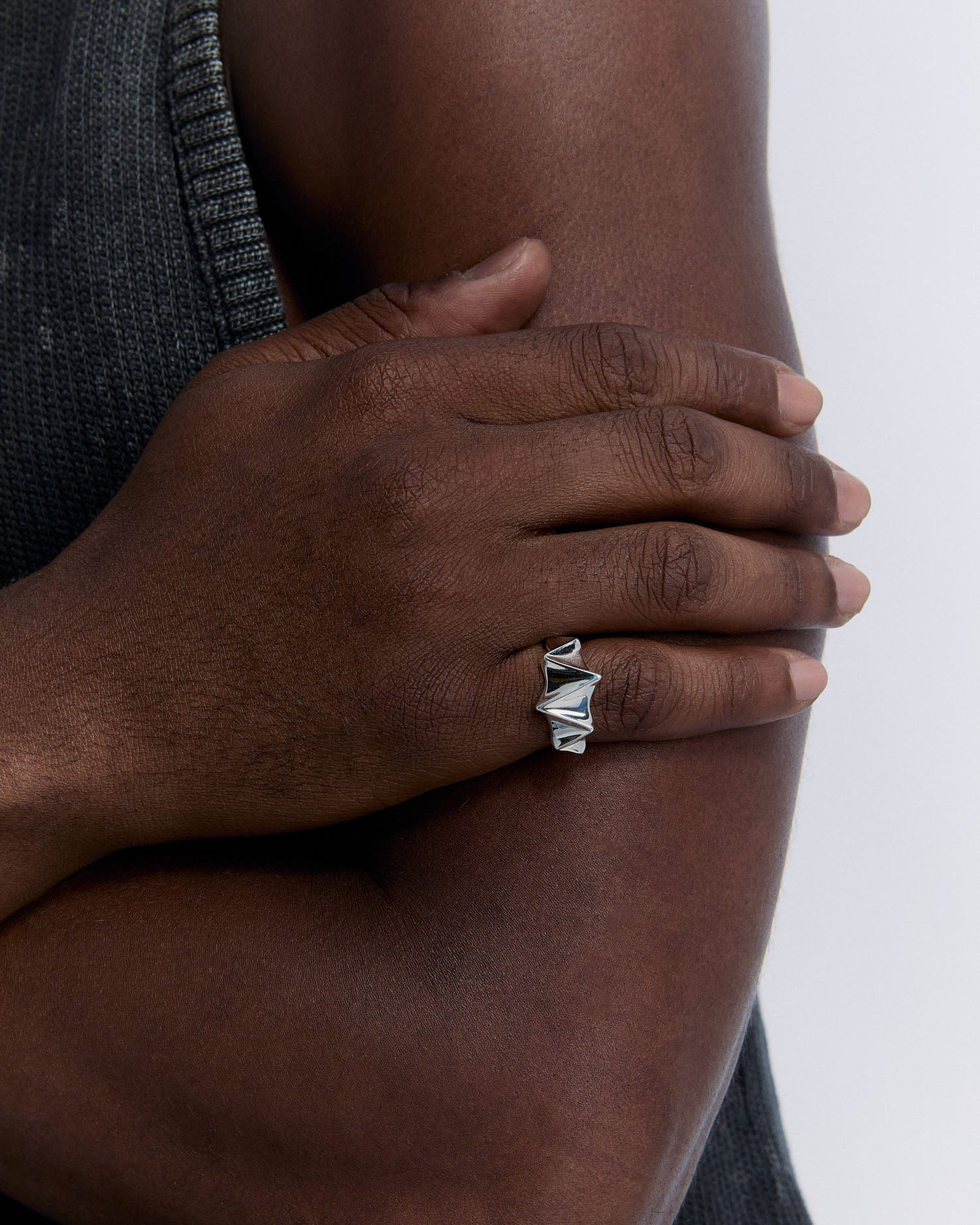 Unique Geometric Wedding Band - 925k Sterling Silver