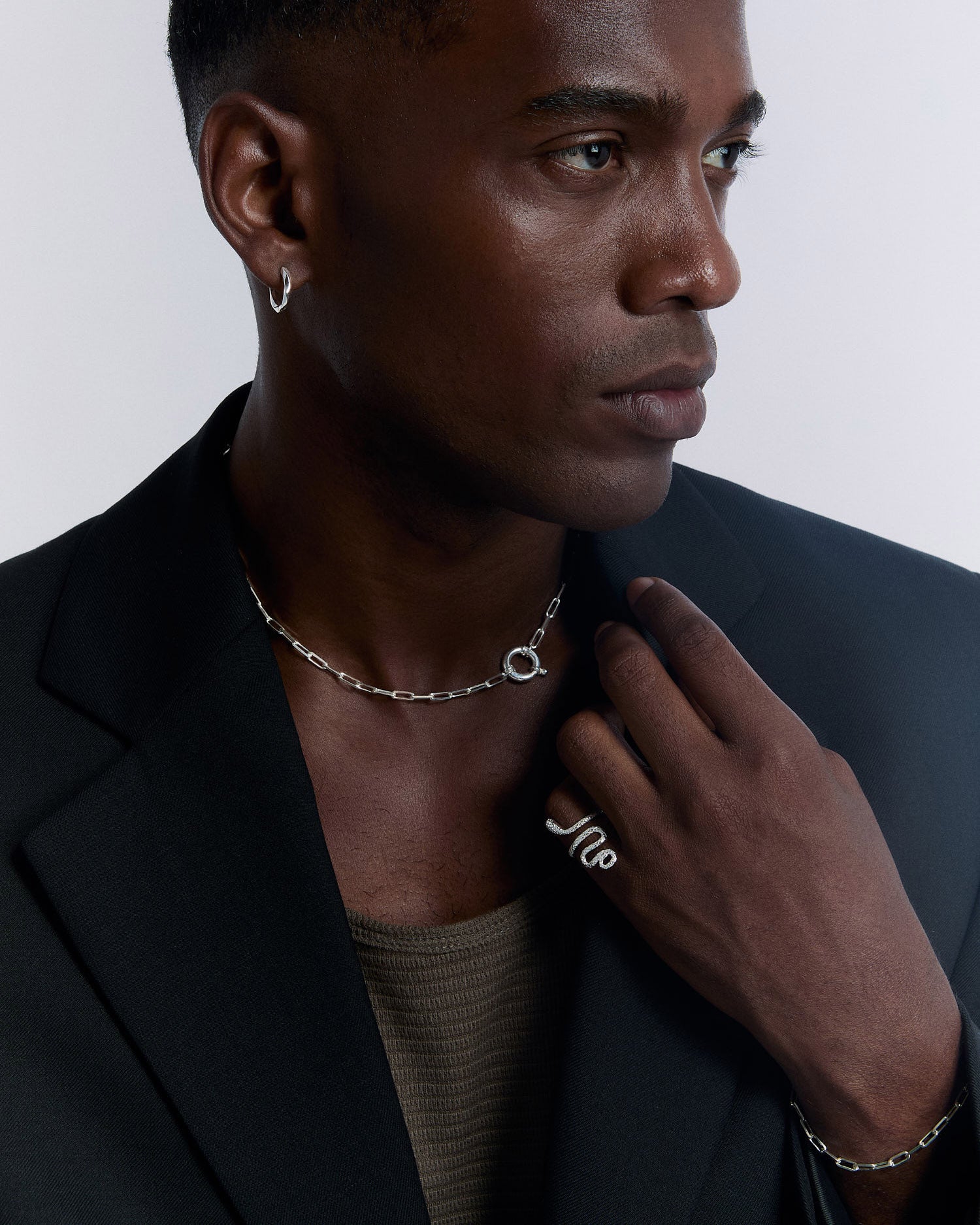 Adjustable Snake Design Ring for Men - 925k Sterling Silver