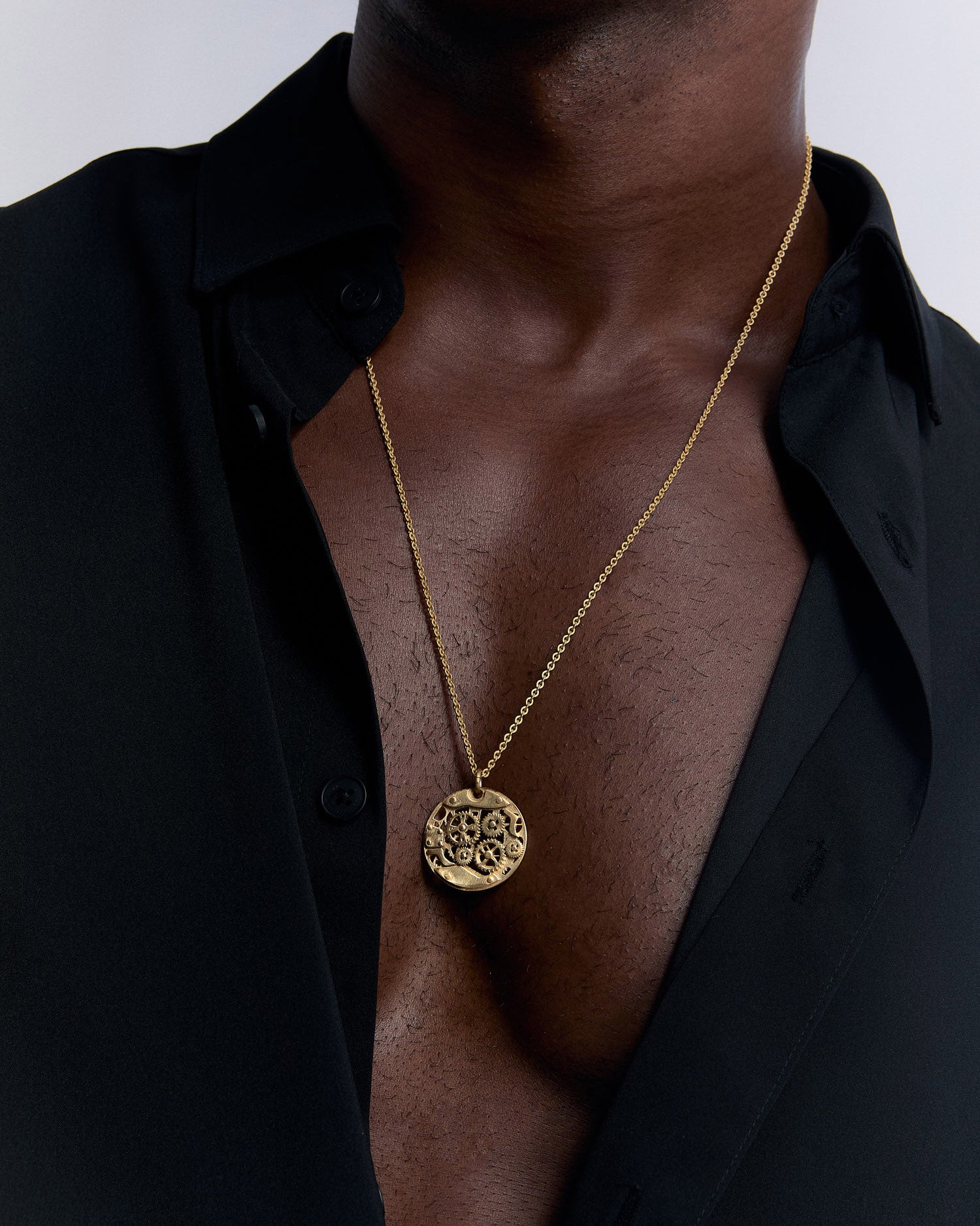 Watch Mechanism Locket Men's Silver Necklace - 18k Gold Vermeil