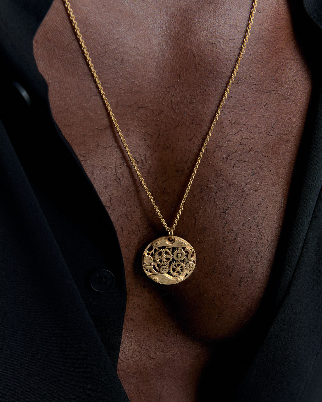 Watch Mechanism Locket Men's Silver Necklace - 18k Gold Vermeil