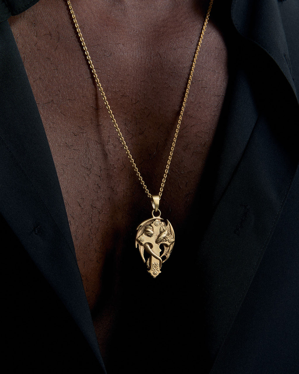 Flying Dragon Sword Cross Necklace - 925k Sterling Silver