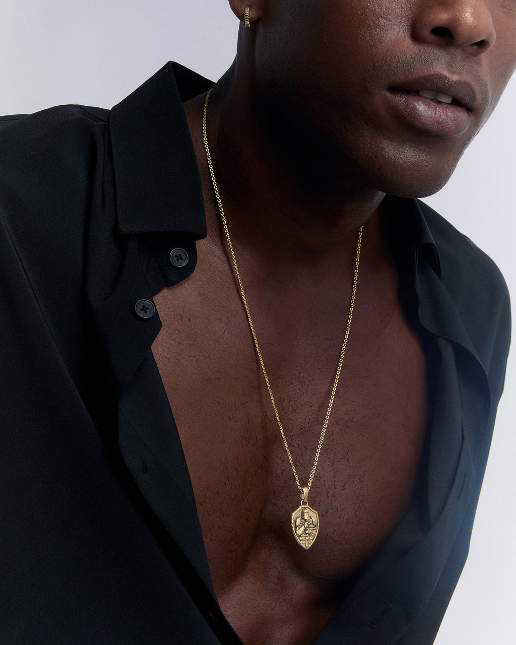 Silver Necklace with Crusader Knight Medallion - 18k Gold Vermeil