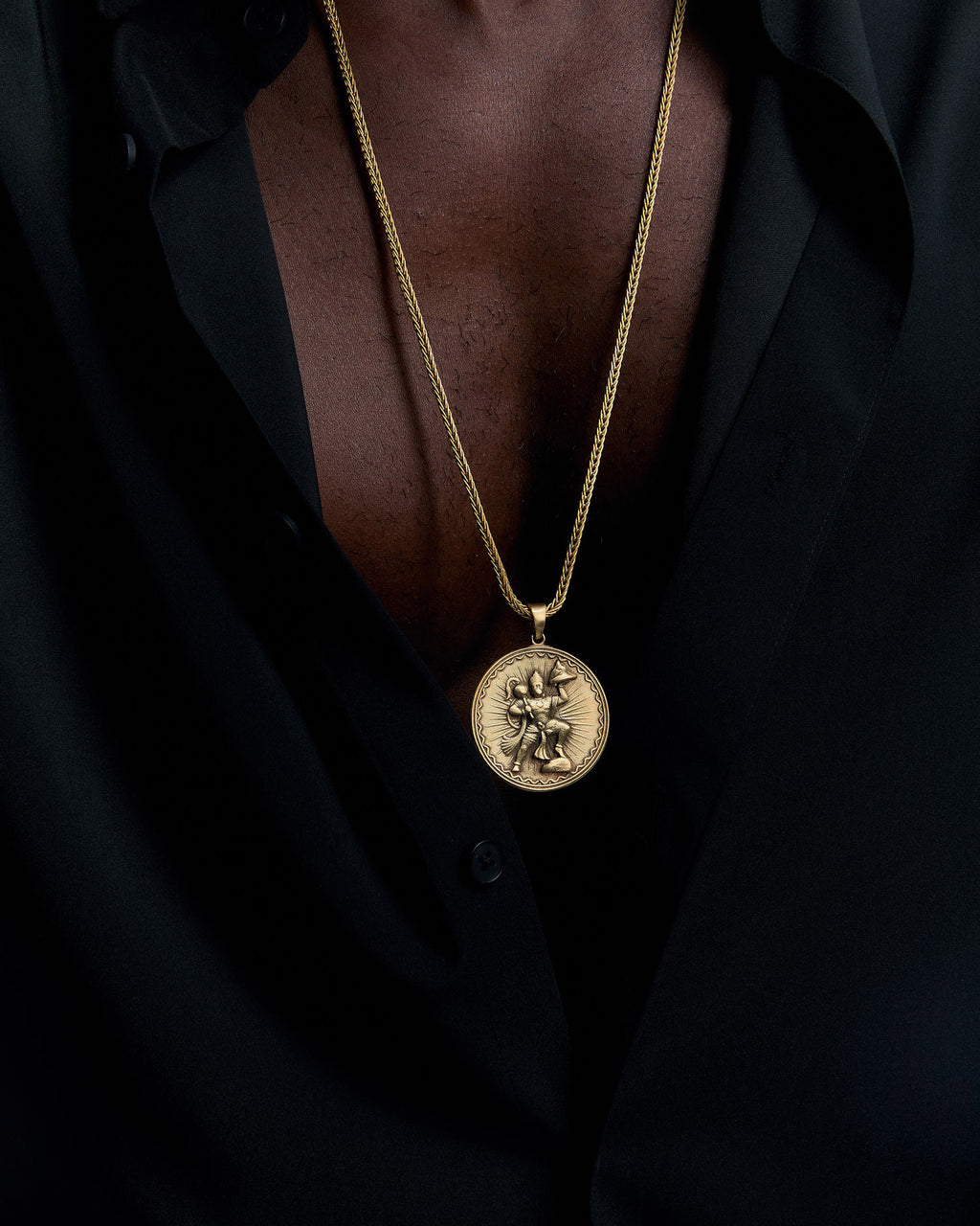 Hanuman Medallion Necklace - 925k Sterling Silver