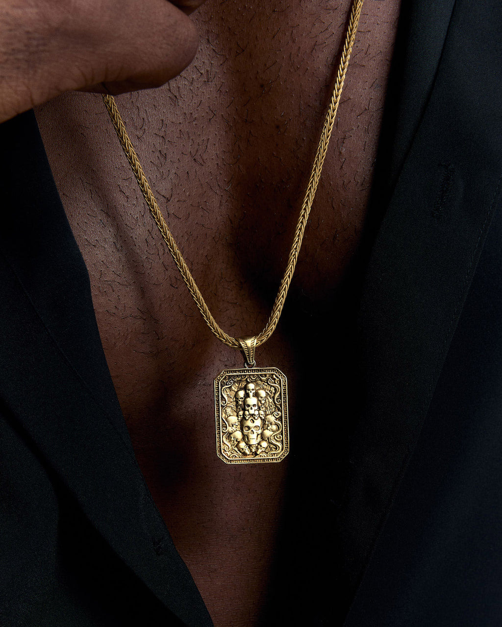 Skull Pendant Necklace - 925k Sterling Silver