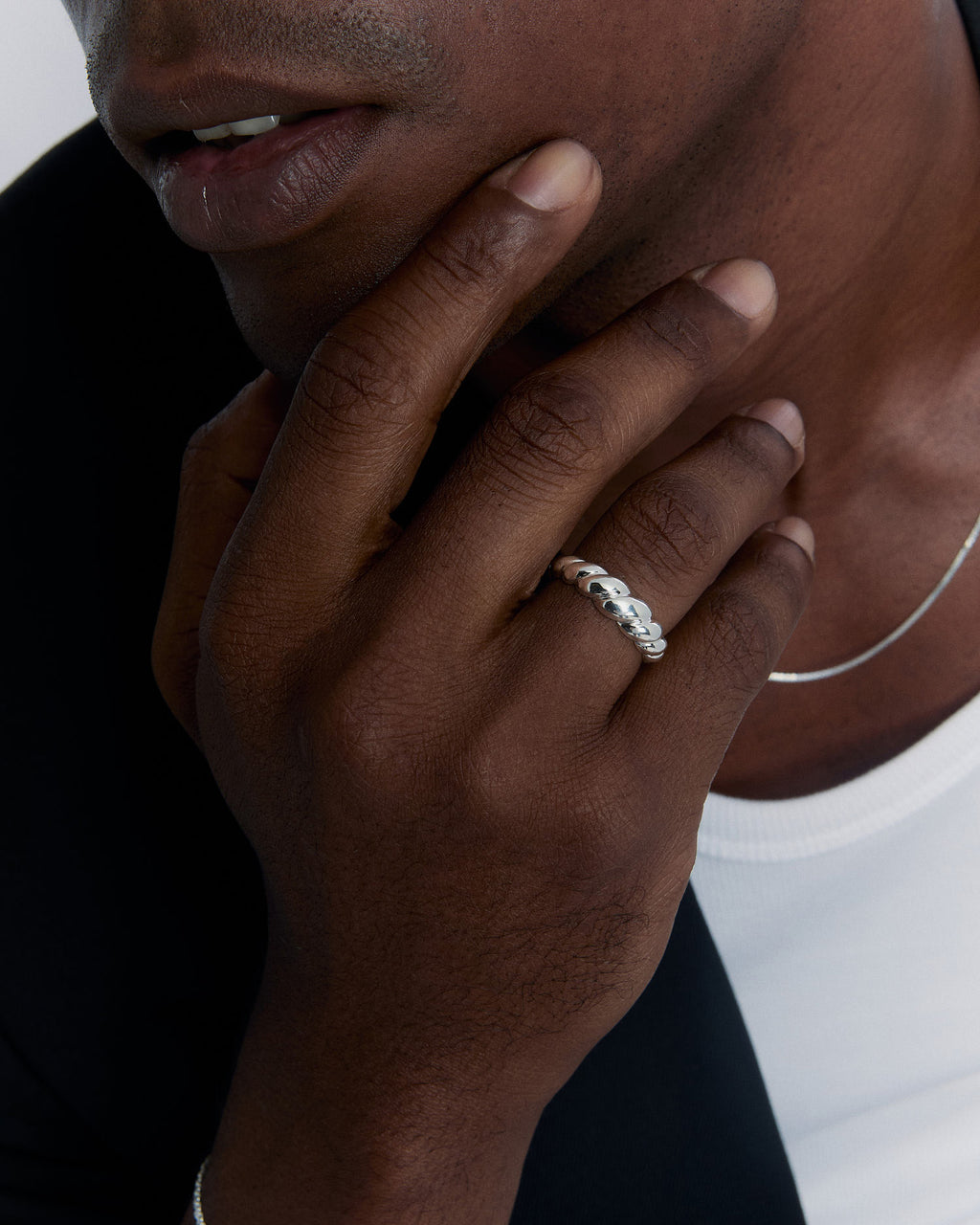 Thick Twisted Men's Ring - 925k Sterling Silver