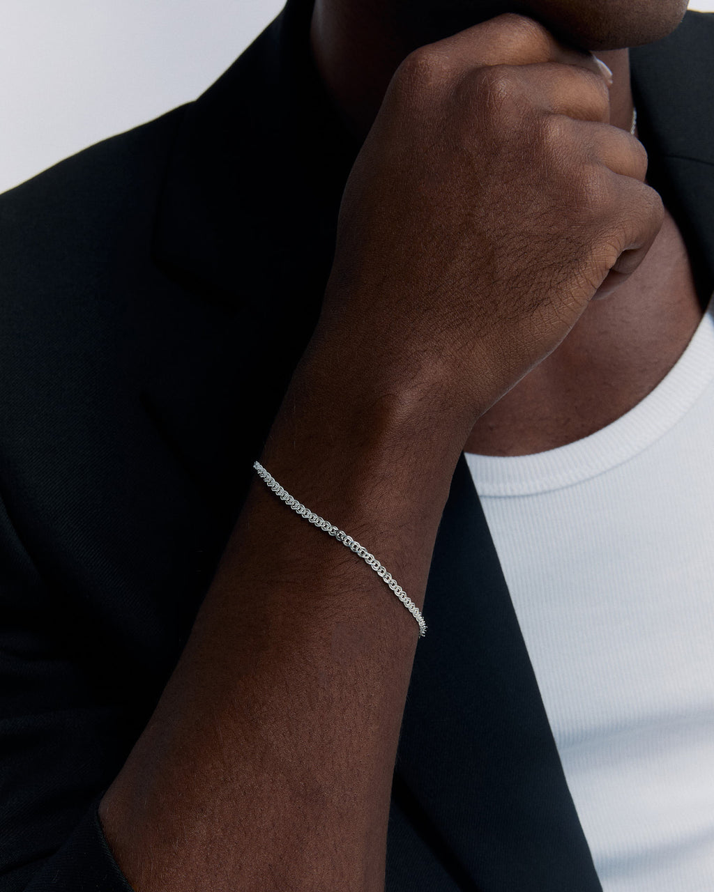 Intertwined Thin and Thick Curb Chain Bracelet - 925k Sterling Silver