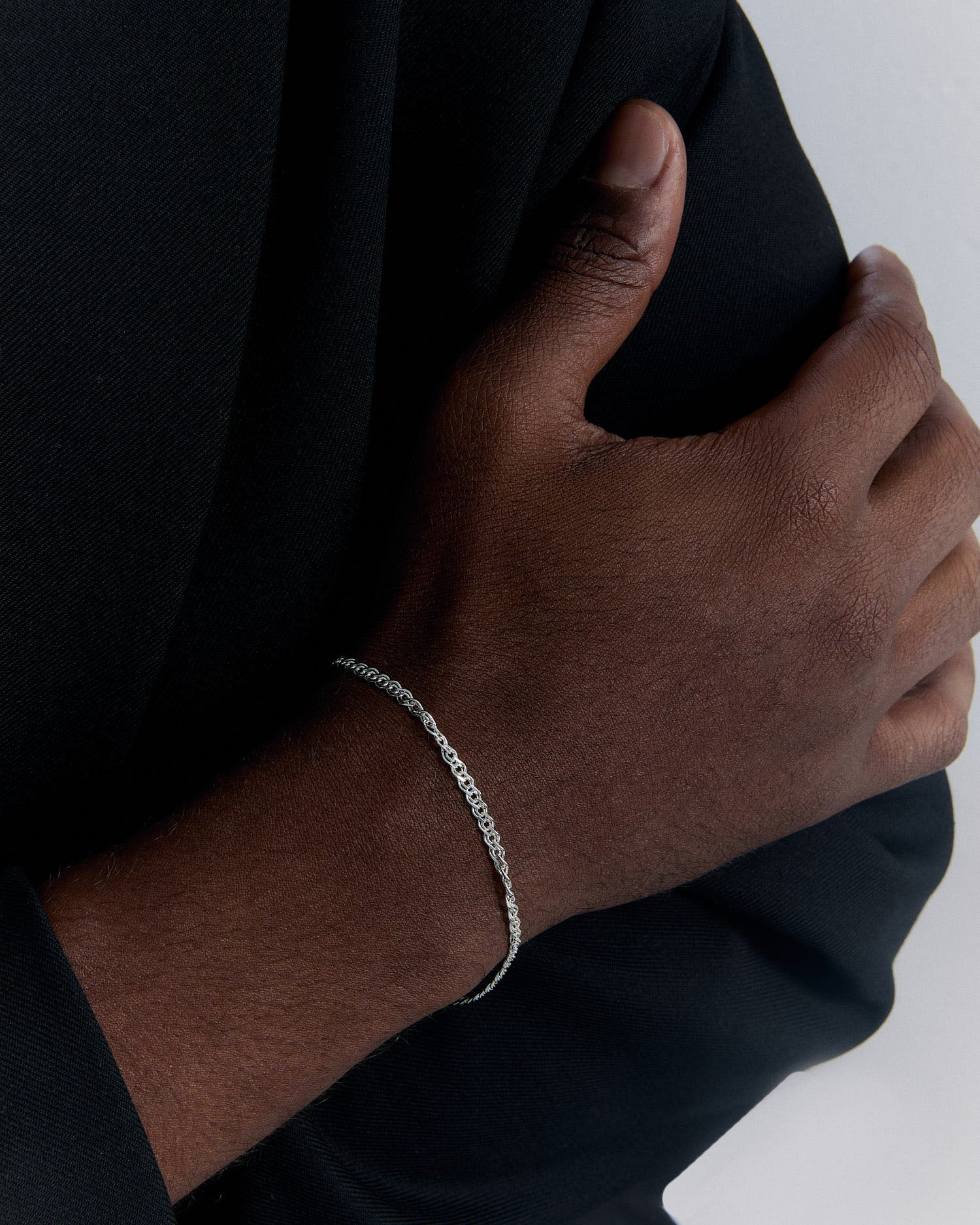 Intertwined Thin and Thick Curb Chain Bracelet - 925k Sterling Silver