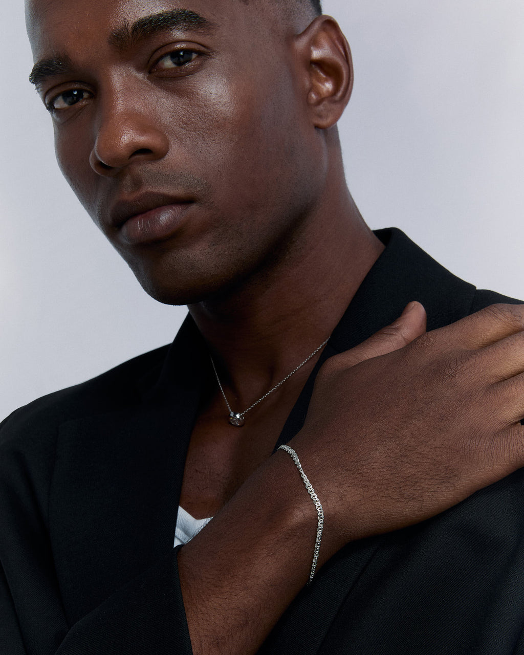 Intertwined Thin and Thick Curb Chain Bracelet - 925k Sterling Silver