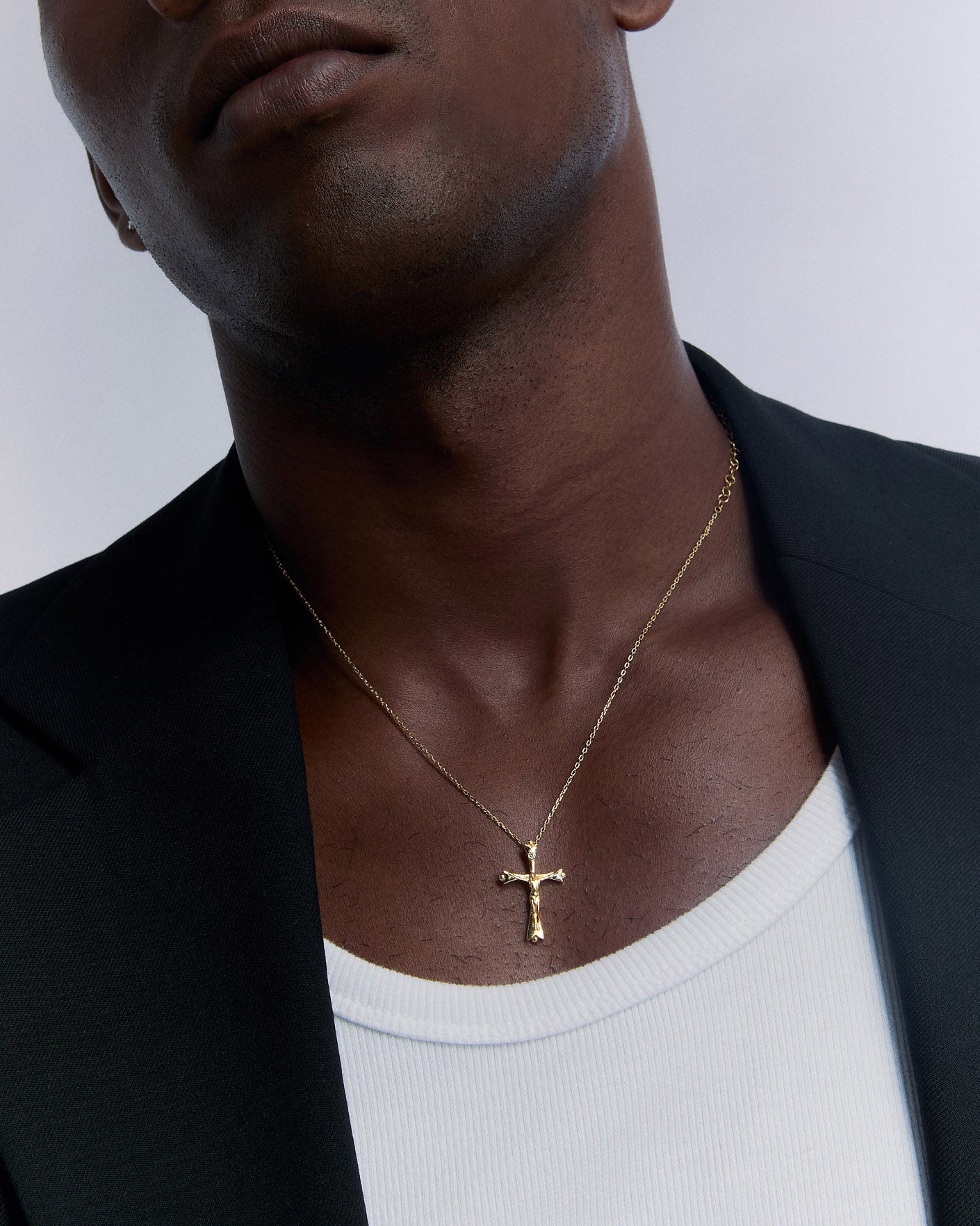 Stone Embellished Jesus Cross Necklace - 18k Gold Vermeil