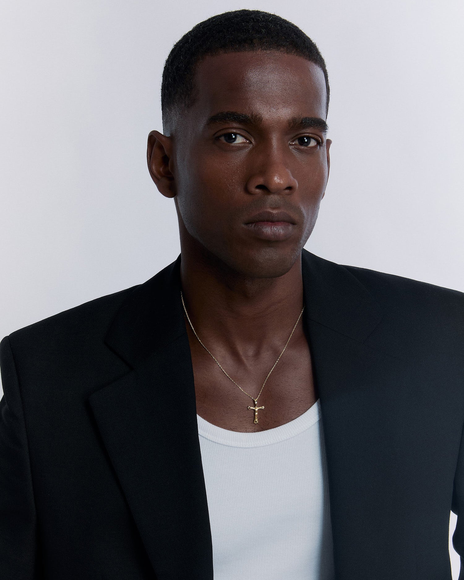 Stone Embellished Jesus Cross Necklace - 18k Gold Vermeil