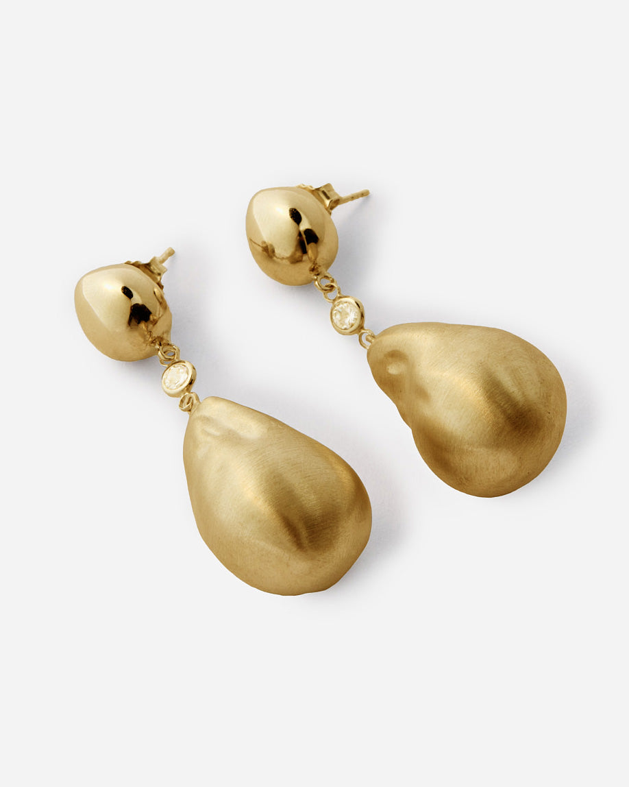 Puffy Teardrop Stud Earring - 18k Gold Vermeil