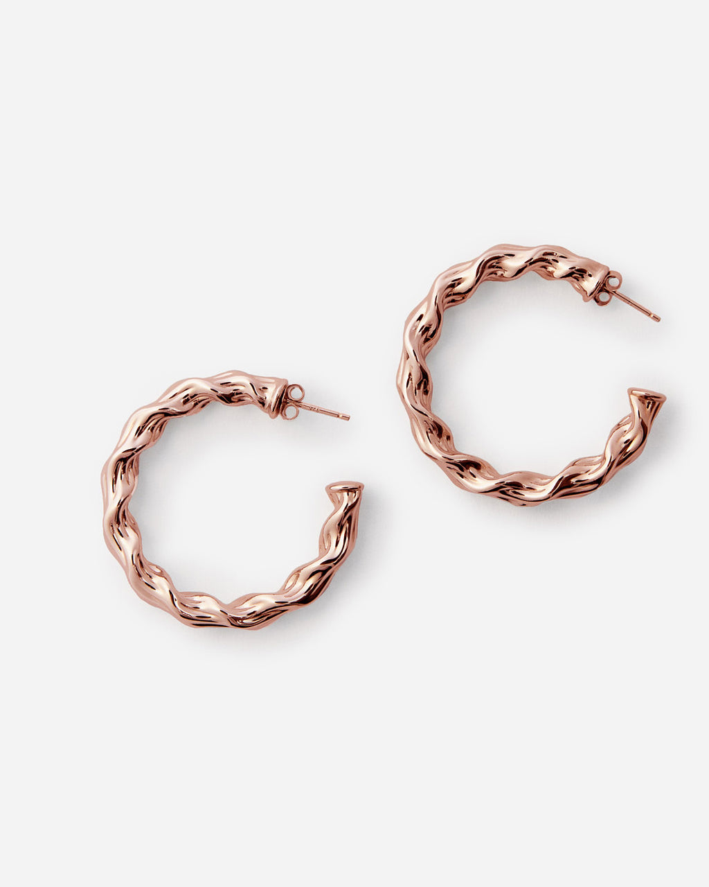 Twisted Silver Hoop Earrings - Rose Gold Vermeil