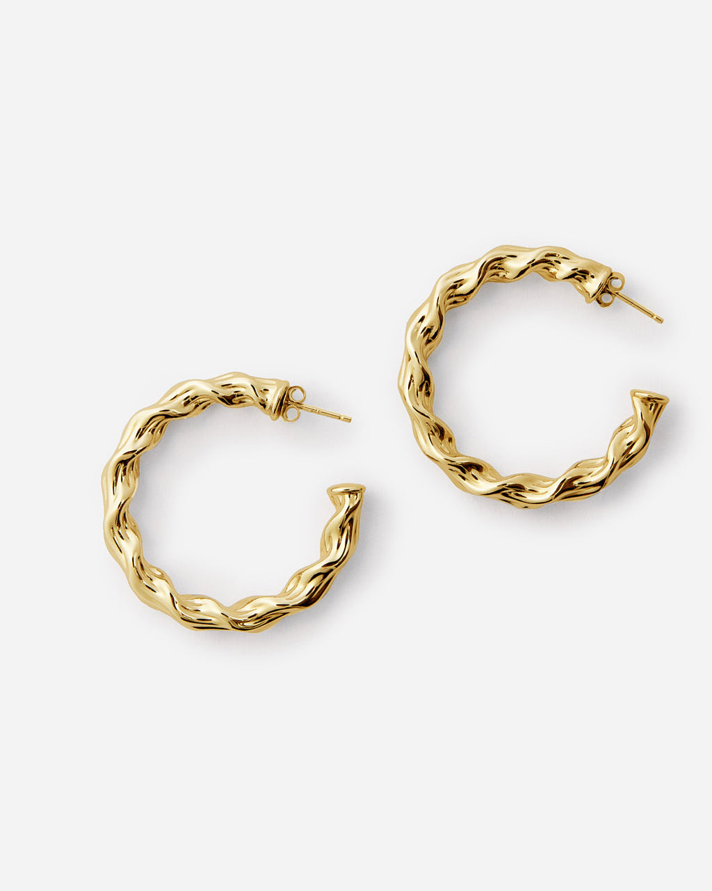 925k Twisted Silver Hoop Earrings - 18k Gold Vermeil
