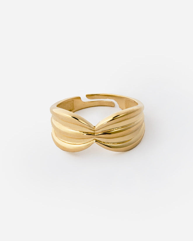 Bold Layered Band Ring, Modern Adjustable Design - 18k Gold Vermeil