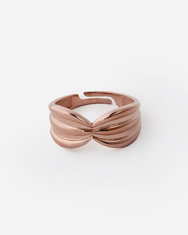 Bold Layered Band Ring, Modern Adjustable Design - 18k Rose Gold Vermeil