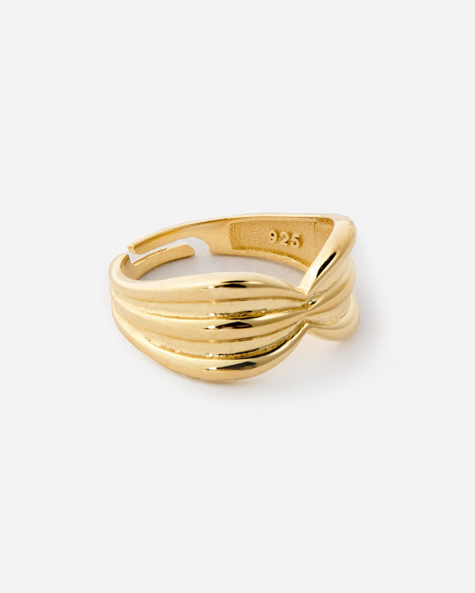 Bold Layered Band Ring, Modern Adjustable Design - 18k Gold Vermeil