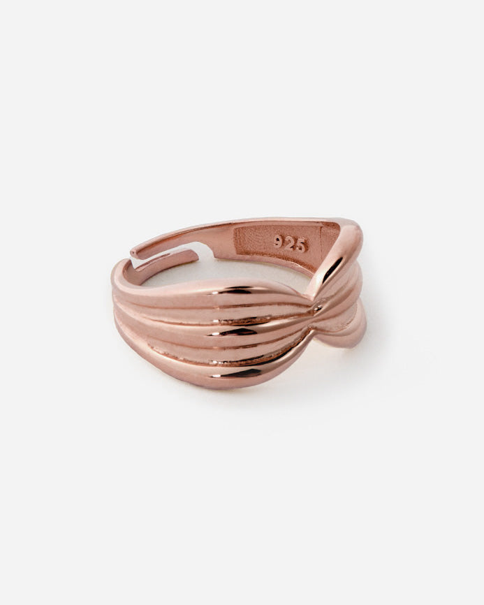 Bold Layered Band Ring, Modern Adjustable Design - 18k Rose Gold Vermeil
