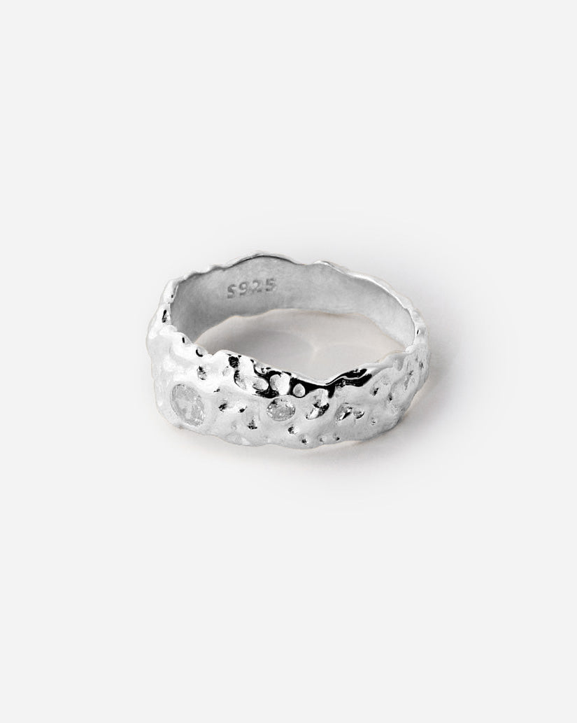 Organic Textured Gold Ring - 925k Sterling Silver