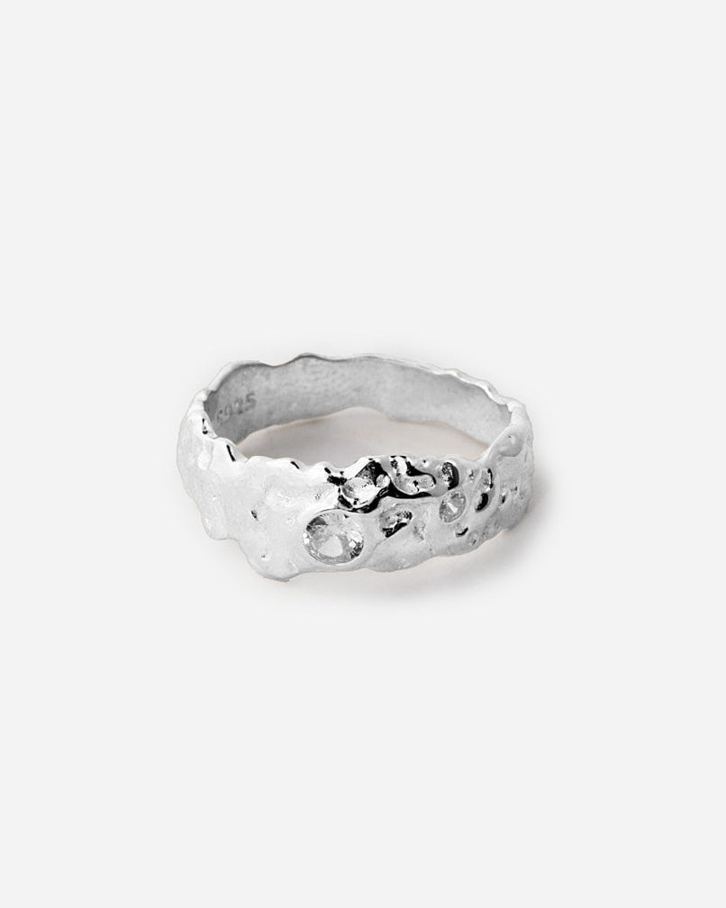 Organic Textured Gold Ring - 925k Sterling Silver