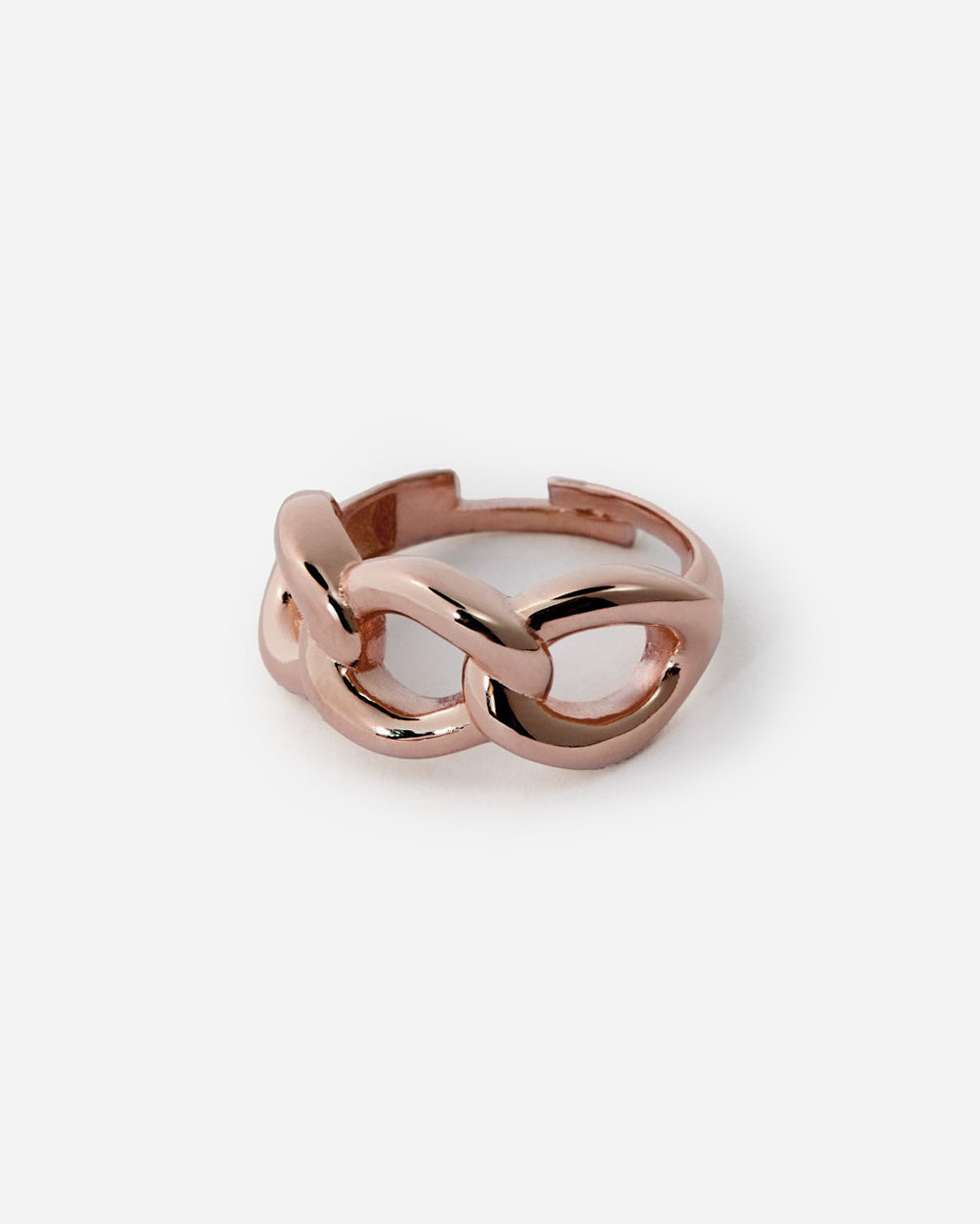 Bold Chain Link Adjustable Ring, Modern Statement Design - 18k Rose Gold Vermeil