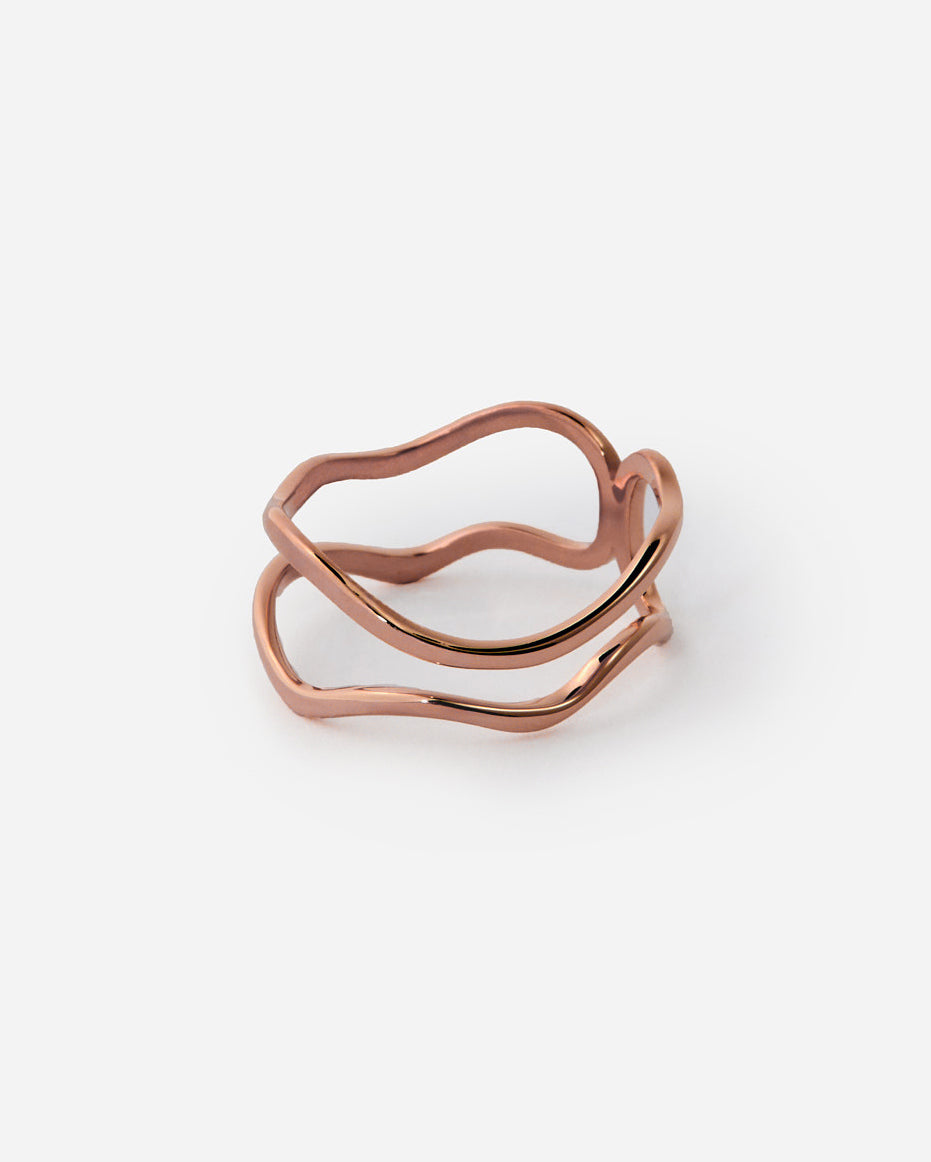 Abstract Open Link Ring, Minimalist Modern Design - 18k Rose Gold Vermeil