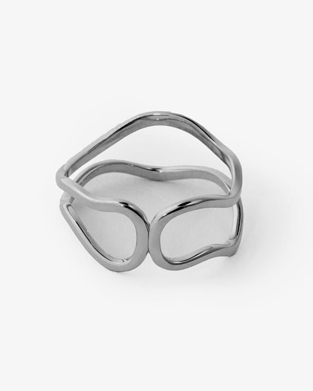 Abstract Open Link Ring, Minimalist Modern Design - 925k Sterling Silver