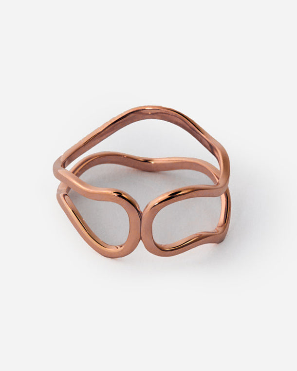 Abstract Open Link Ring, Minimalist Modern Design - 18k Rose Gold Vermeil