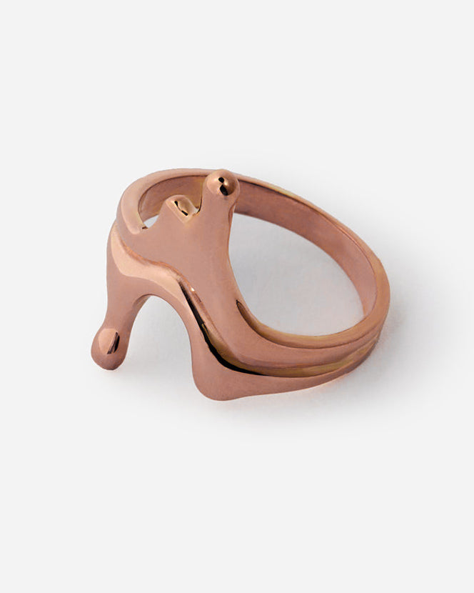 Abstract Sculptural Ring, Modern Artistic Design - 18k Rose Gold Vermeil