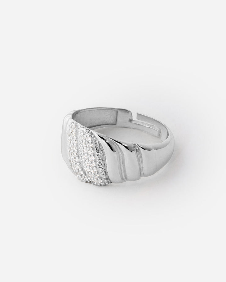 Textured Accent Ring, Bold Adjustable Design - 925k Sterling Silver