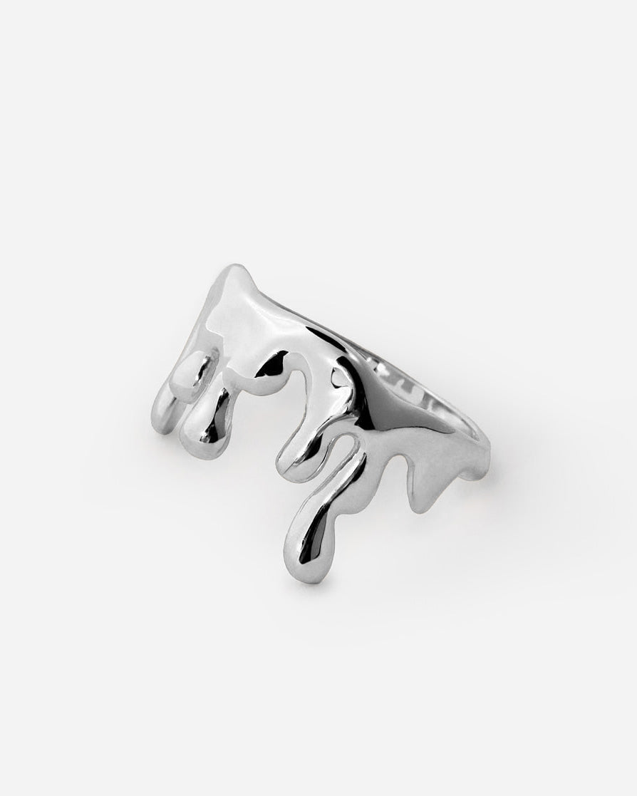 Abstract Gold Statement Ring - 925k Sterling Silver