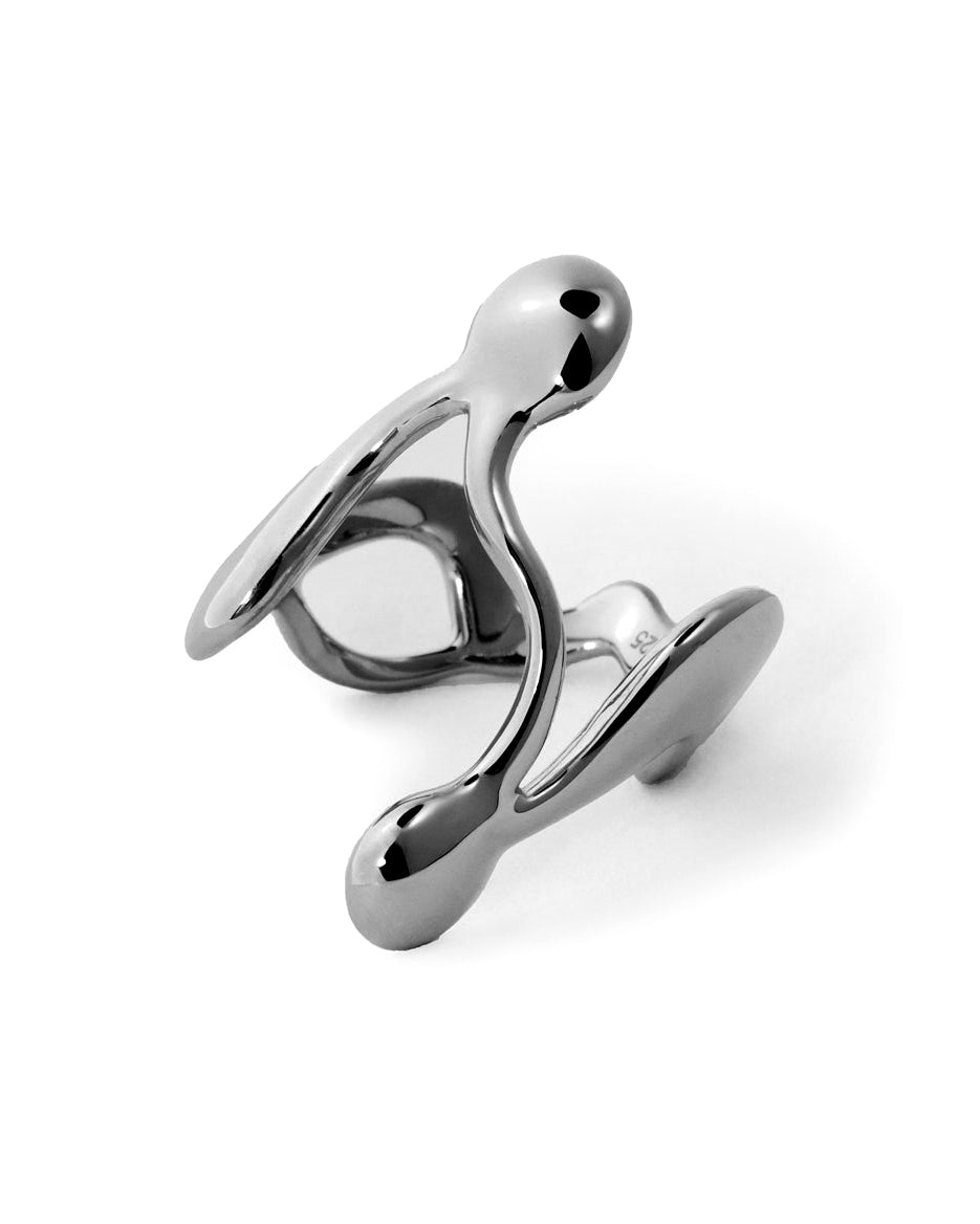 Organic Abstract Statement Ring, Modern Artistic Design - 925k Sterling Silver