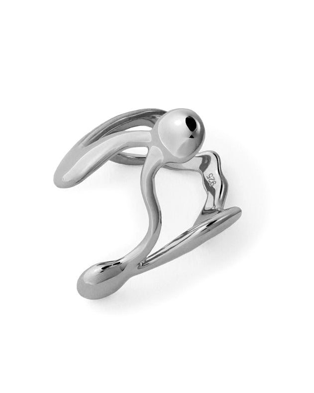 Organic Abstract Statement Ring, Modern Artistic Design - 925k Sterling Silver