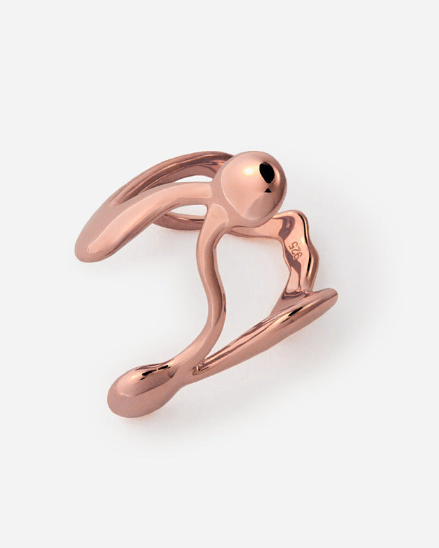Organic Abstract Statement Ring, Modern Artistic Design - 18k Rose Gold Vermeil