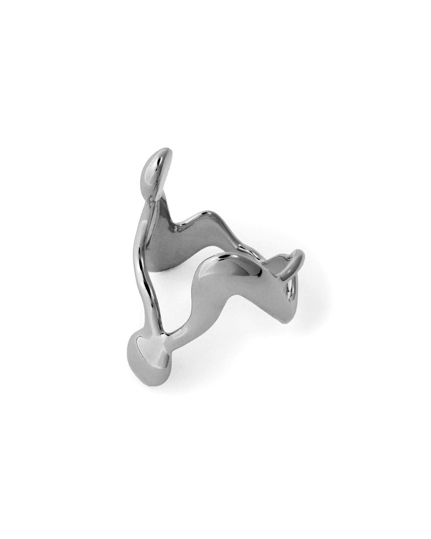 Organic Abstract Statement Ring, Modern Artistic Design - 925k Sterling Silver