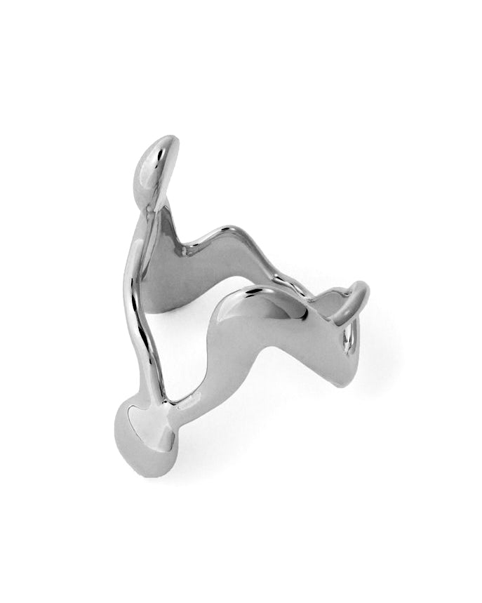 Organic Abstract Statement Ring, Modern Artistic Design - 925k Sterling Silver