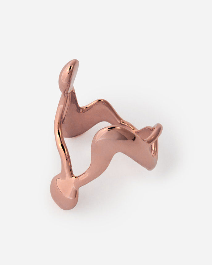 Organic Abstract Statement Ring, Modern Artistic Design - 18k Rose Gold Vermeil