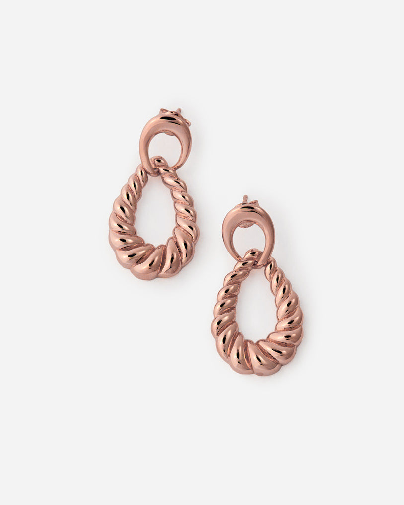 Twist of Elegance Drop Earrings - 18k Rose Gold Vermeil