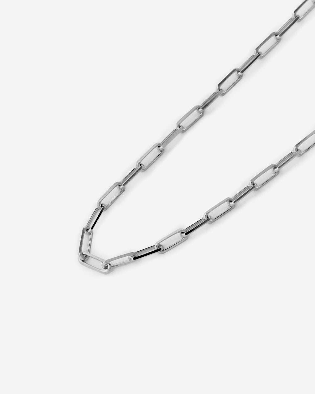 Paper Clip Chain Necklace - 925k Sterling Silver