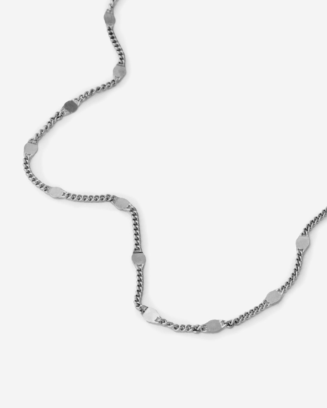 Modern Geometric Curb Chain Necklace - 925k Sterling Silver