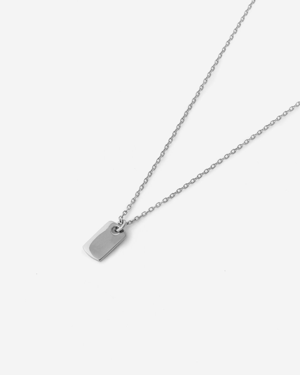 Simple Sleek Everyday Style Tag Necklace - 925k Sterling Silver