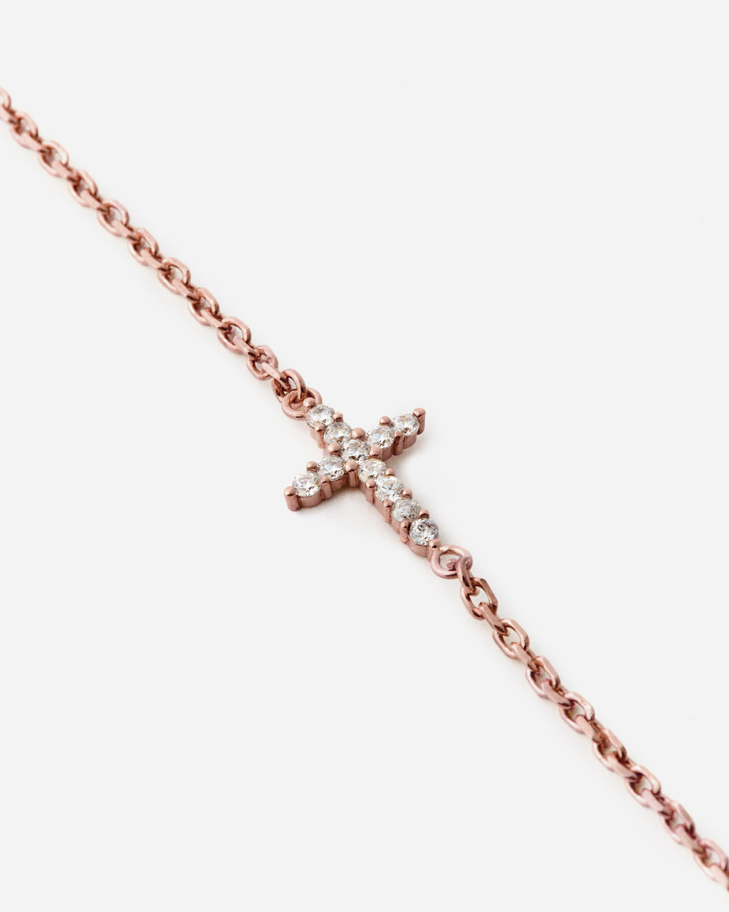 Dainty Gemstone Cross Bracelet - 18k Rose Gold Vermeil