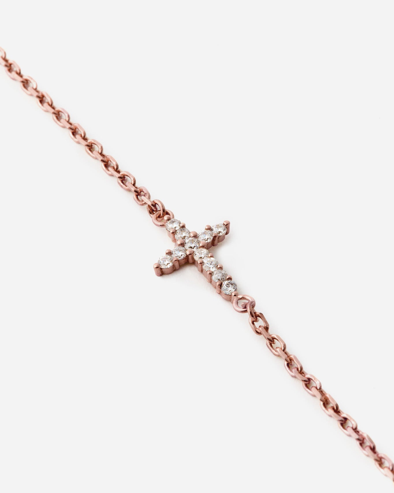 Dainty Gemstone Cross Bracelet - 18k Rose Gold Vermeil