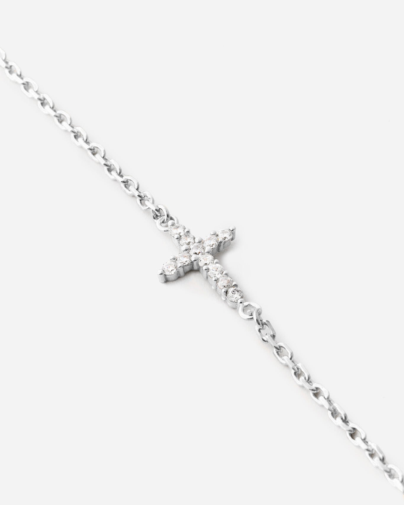 Dainty Gemstone Cross Bracelet - 925k Sterling Silver