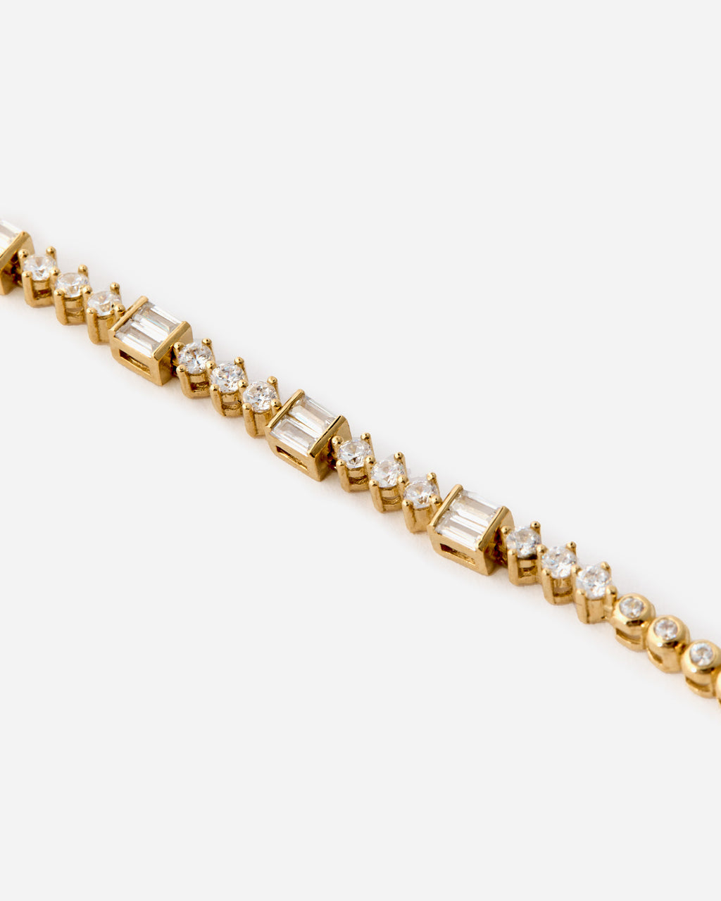 Baguette Stone Detail Tennis Bracelet - 18k Gold Vermeil