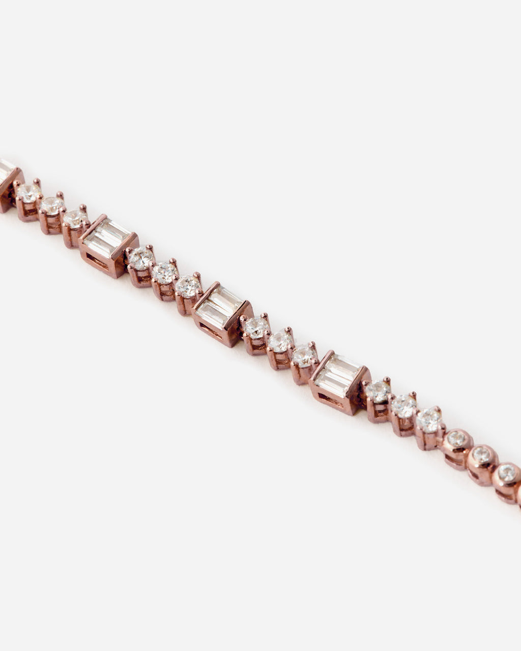 Baguette Stone Detail Tennis Bracelet - Rose Gold Vermeil