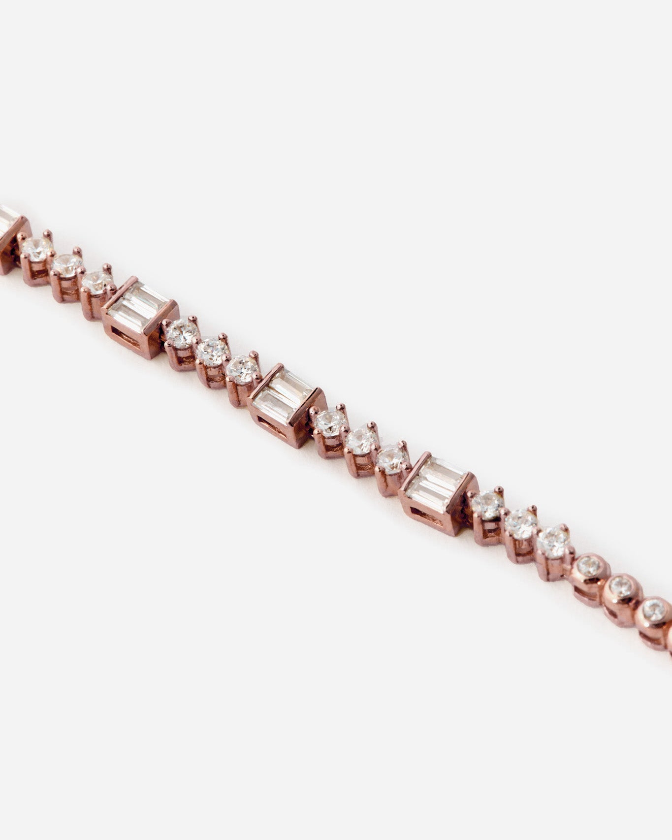 Baguette Stone Detail Tennis Bracelet - Rose Gold Vermeil