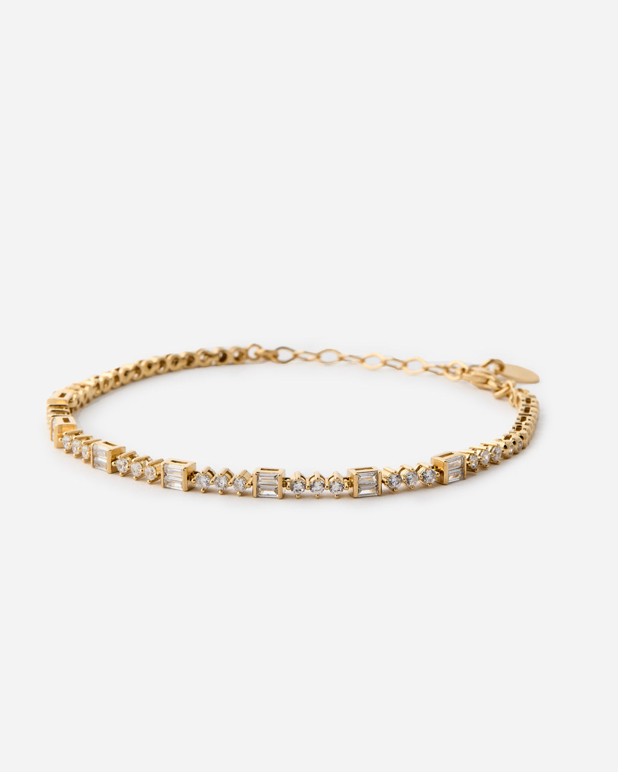 Baguette Stone Detail Tennis Bracelet - 18k Gold Vermeil