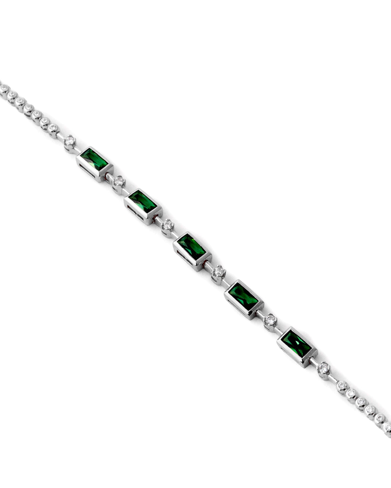 Emerald Accents Tennis Bracelet - 925k Sterling Silver