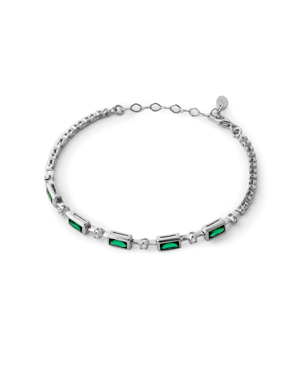 Emerald Accents Tennis Bracelet - 925k Sterling Silver